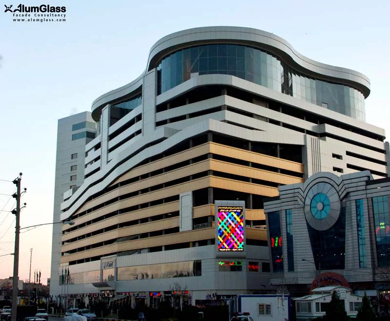 نمای کرتین‌وال شهربازی مجتمع تجاری تفریحی آسمان- آلومینیوم شیشه تهران