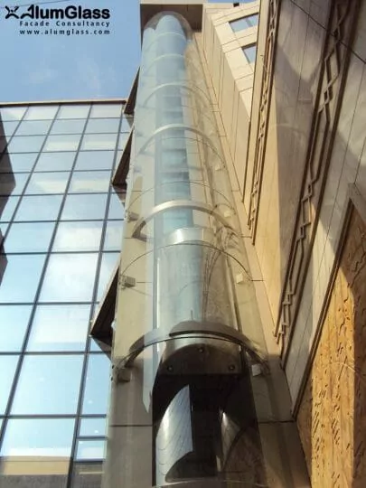 نمای اسپایدر و ورق کامپوزیت آسانسورهای مجتمع تجاری توس ونک- آلومینیوم شیشه تهران