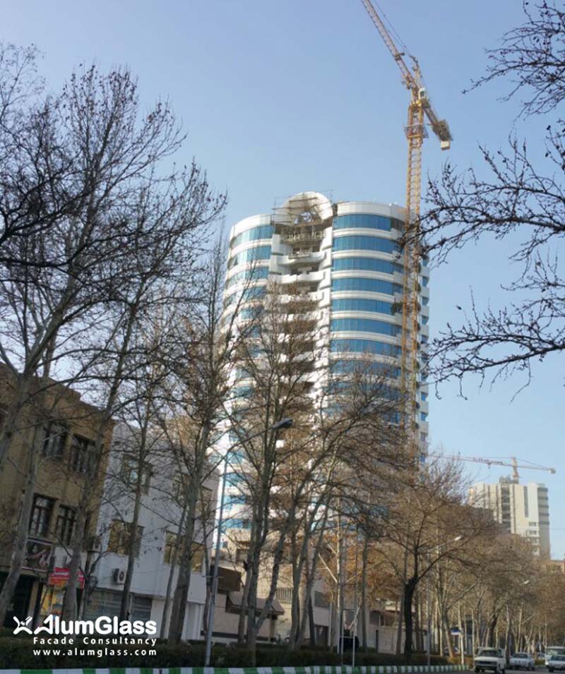 نمای کرتین‌وال برج مارینا- آلومینیوم شیشه تهران